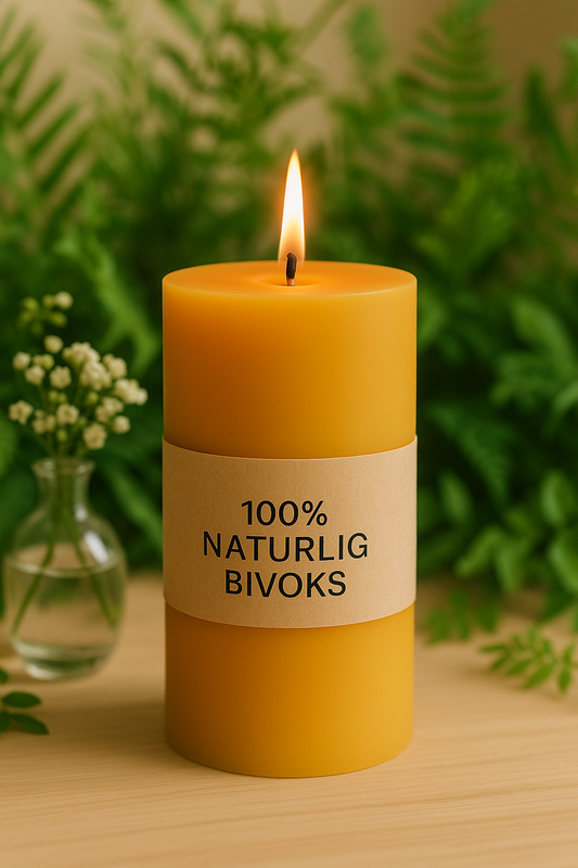 14 cm højt bloklys i ren bivoks