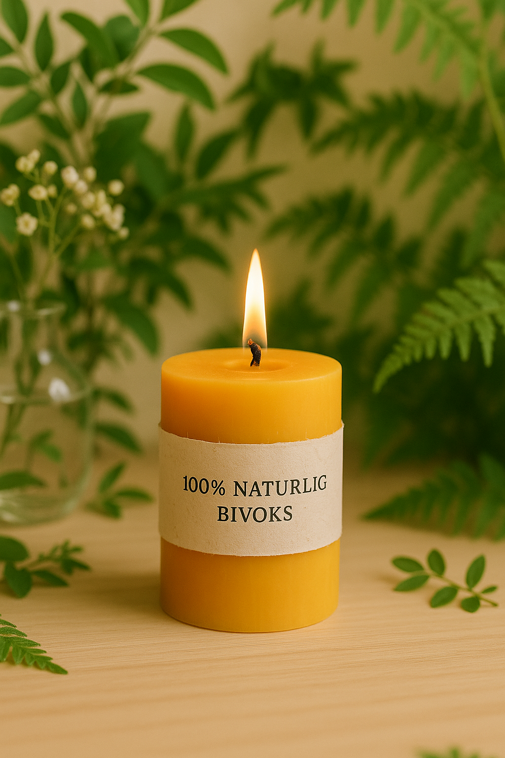 Bloklys på 7,5 cm i ren naturlig bivoks