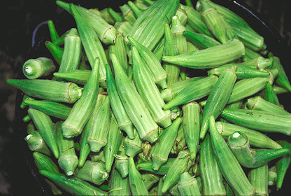 Stor skål med okrafrugter (Abelmoschus esculentus) 