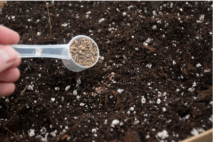 Måleske med granulat af langtidsvirkende gødning til orkideer