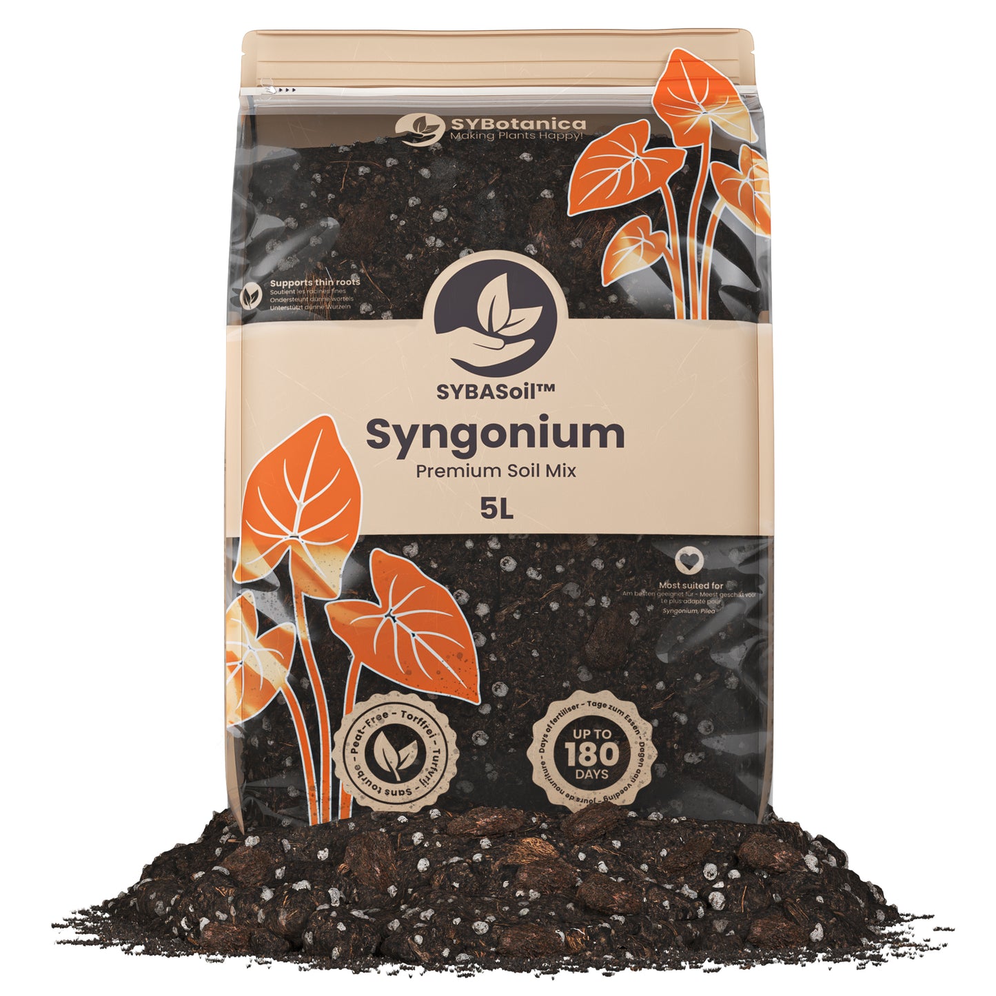 Flot pose med jord til Syngonium planter